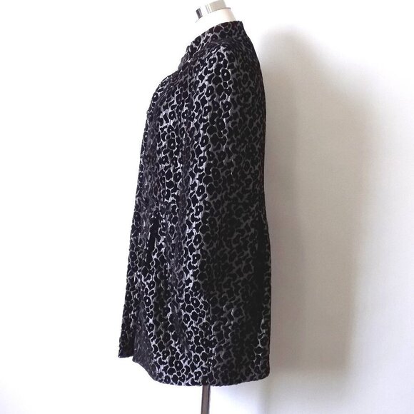 Rachel Roy Leopard Print Jacket Size 10 Black Dark Gray Metallic - Picture 5 of 8
